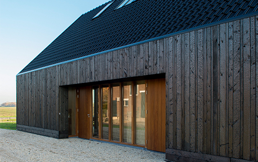 facade cladding in burned black wood Architect: Onix architecten Fotograaf: Maarten Laupman